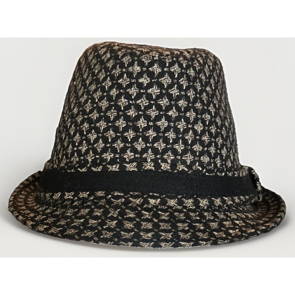 Scala Woven Gold Brown Fedora Hat Black Band Mens One Size